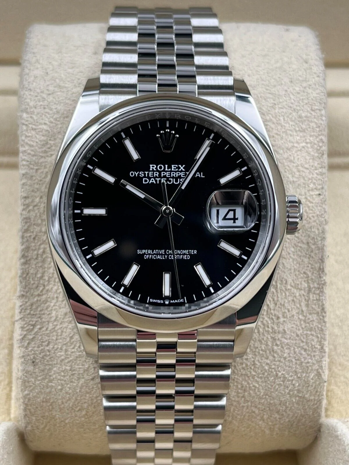 Rolex Datejust 36mm Smooth Black Index Dial Jubilee Bracelet 126200 Box & Papers 2025