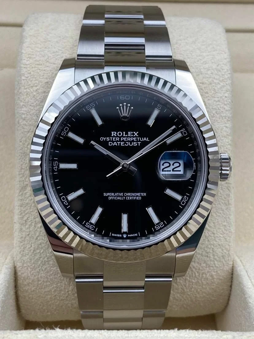 Rolex Datejust 41mm Fluted Black Index Dial Oyster Bracelet 126334 Box & Papers 2025