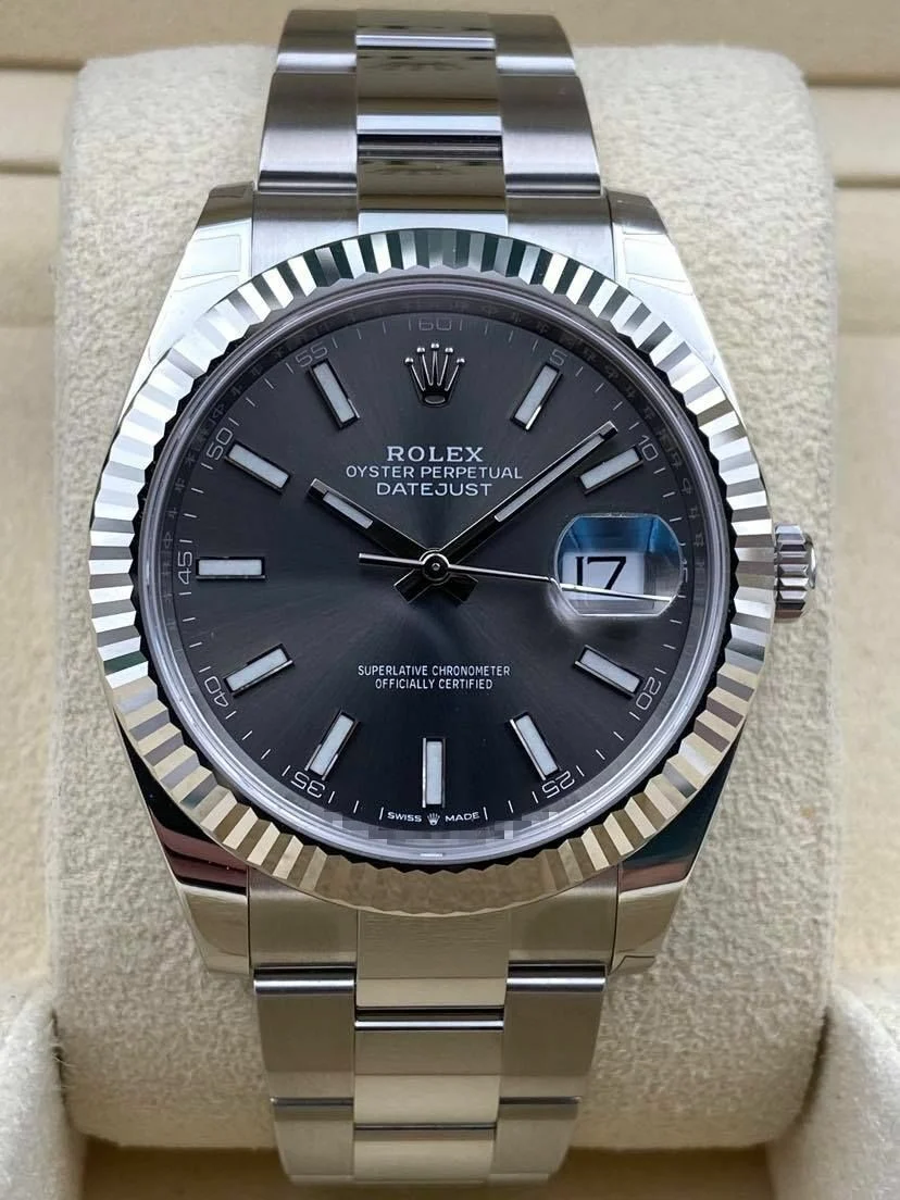 Rolex Datejust 41mm Fluted Rhodium Index Dial Oyster Bracelet 126334 Box & Papers 2025