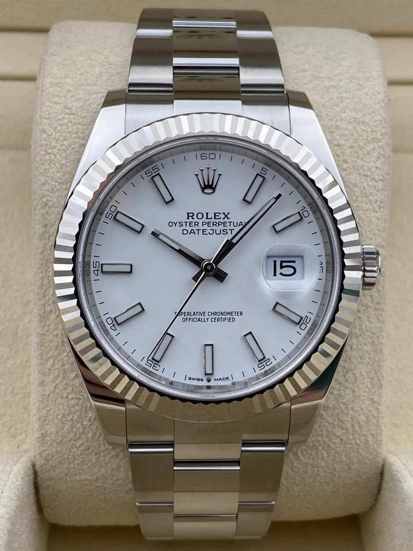 Rolex Datejust 41mm Fluted White Index Dial Oyster Bracelet 126334 Box & Papers 2025