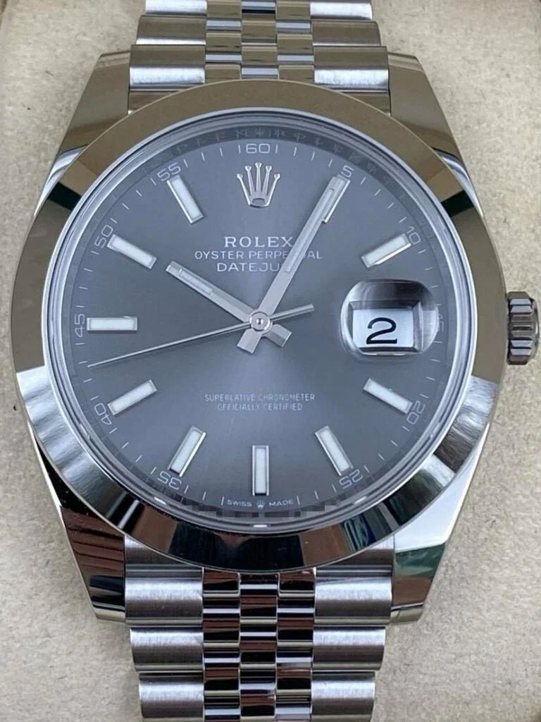 Rolex Datejust 41mm Smooth Rhodium Index Dial Jubilee Bracelet 126300 Box & Papers 2025