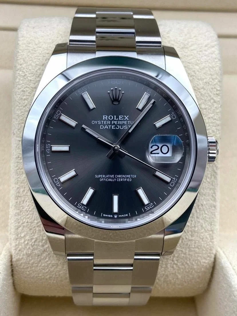 Rolex Datejust 41mm Smooth Rhodium Index Dial Oyster Bracelet 126300 Box & Papers 2025