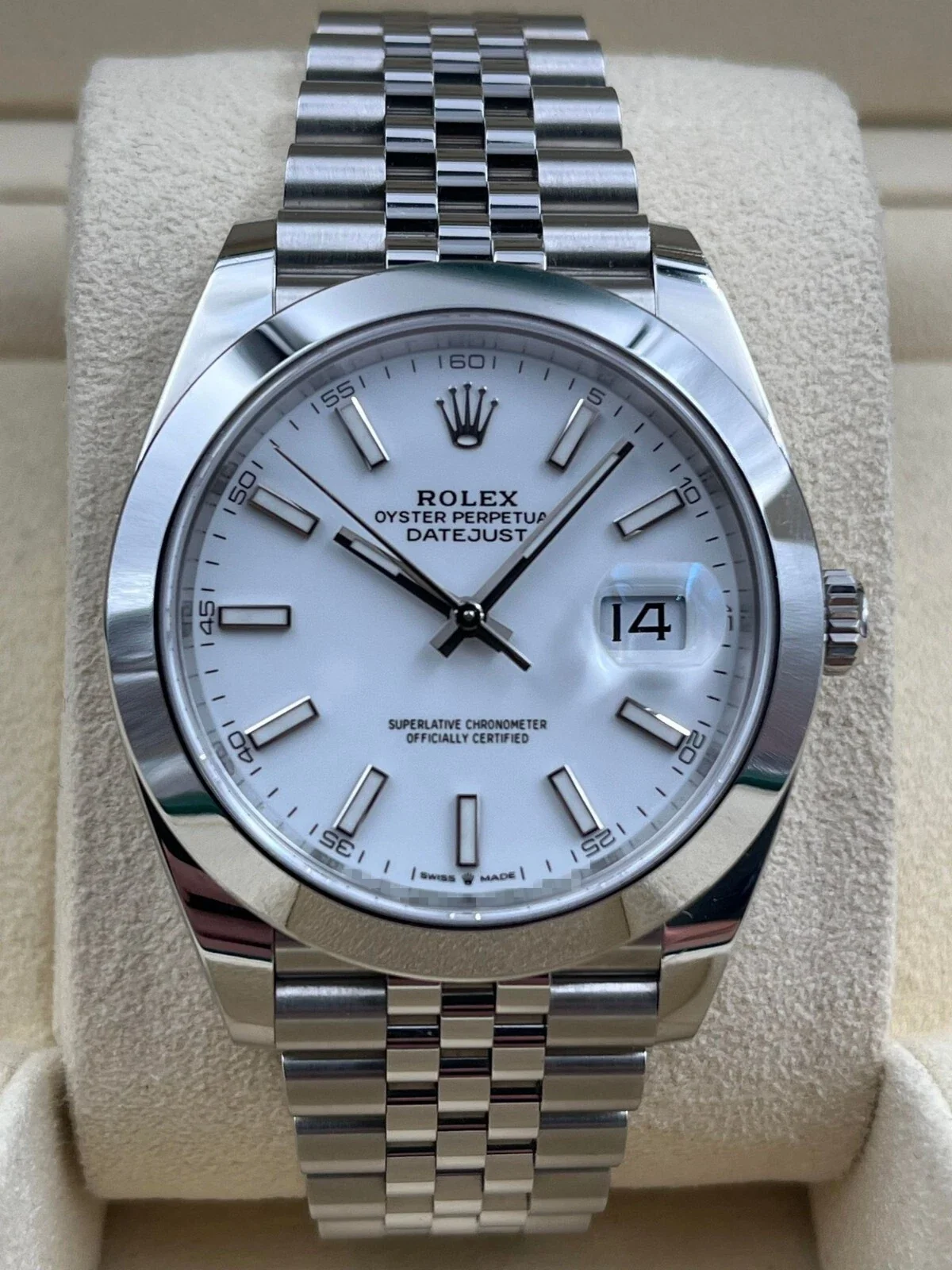 Rolex Datejust 41mm Smooth White Index Dial Jubilee Bracelet 126300 Box & Papers 2025